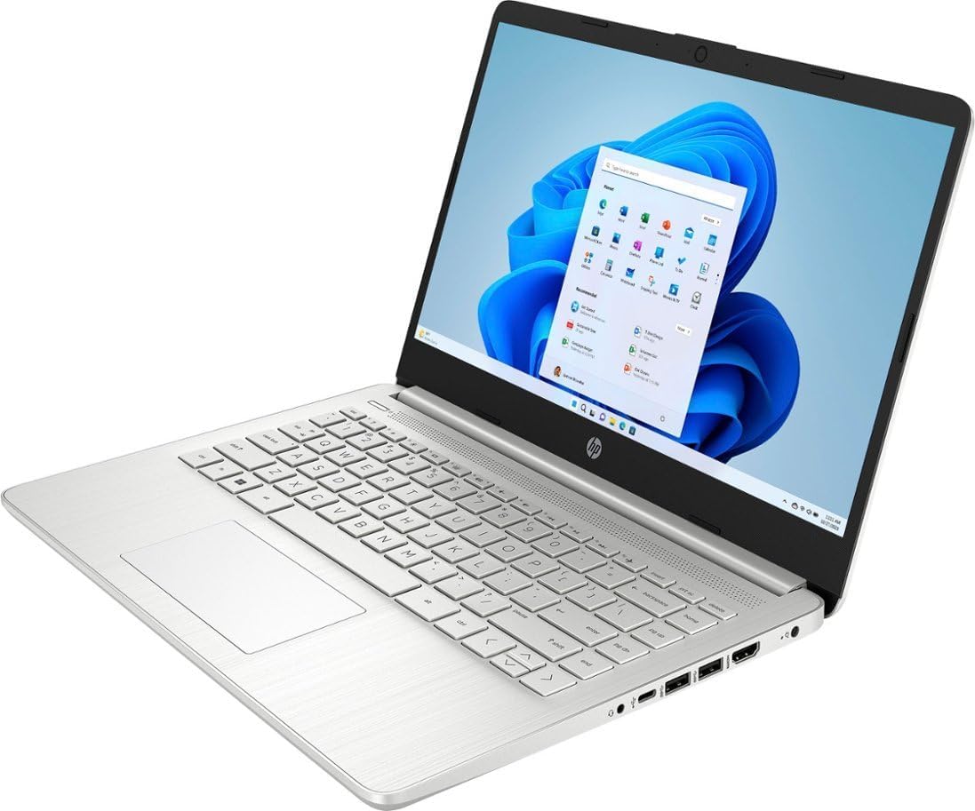 HP 14 Ultralight Laptop for Student and Business, Intel Core N4120 (4-Core), 8GB RAM, 128GB Storage, 1 Year Office 365, Win 11 S, HDMI, WiFi, USB-A&C, MASDROW Accessories
