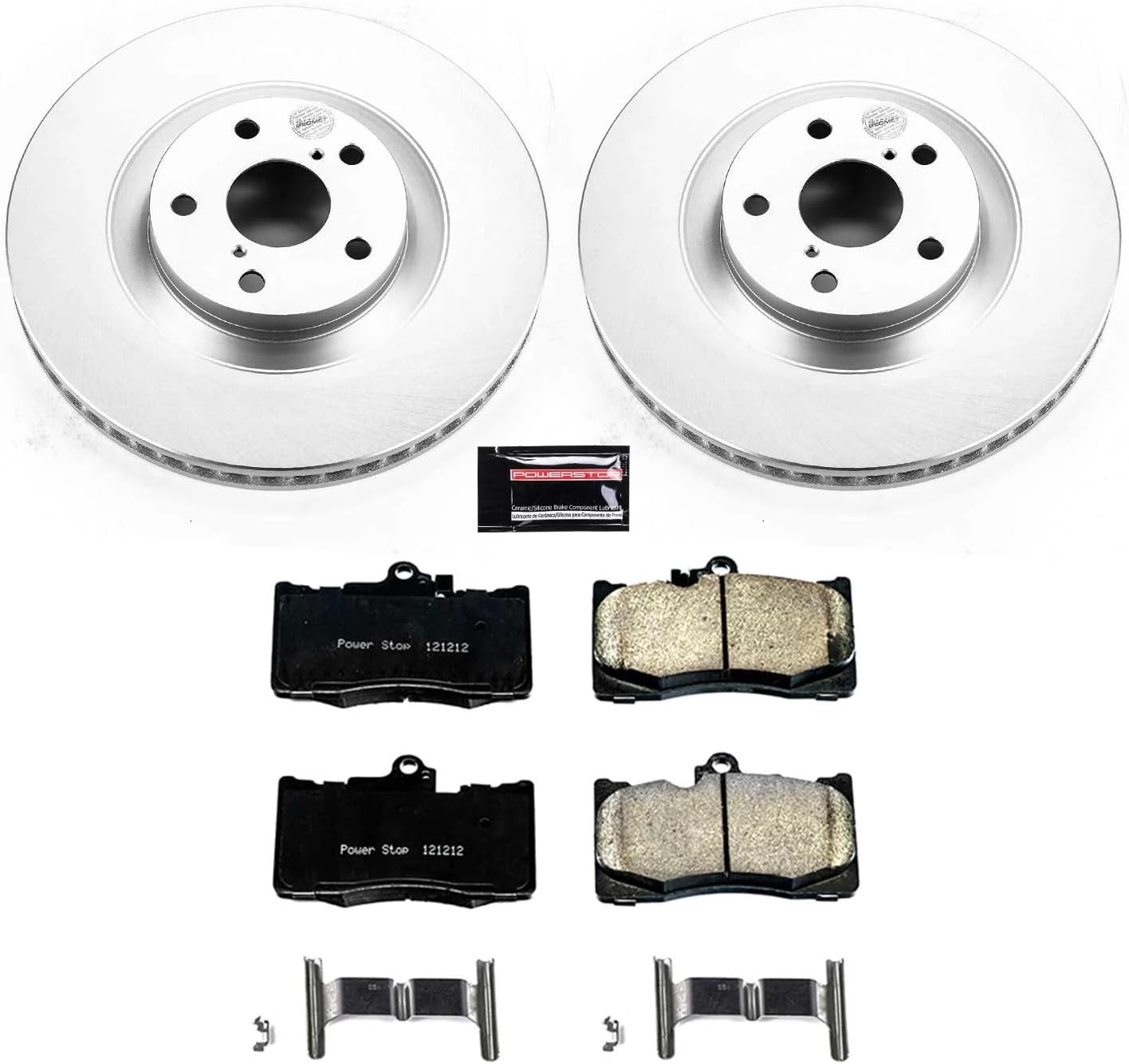 PowerStop Front Brake Kit for Lexus GS200t 2016-17 |GS300 2018-19 |GS350 2013-20 |GS450h 2013-18 |IS200t 2016-17 - Fully-Coated Disc Rotors with Z17 Ceramic Brake Pads Replacement, CRK6355