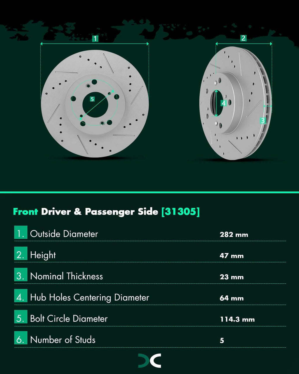 SCITOO Front 11.1' Rear 11.09' Brake Pads and Rotors Kits Fit For Honda For Accord 2008 2010 2011 2012 2014 2015 2016 2017