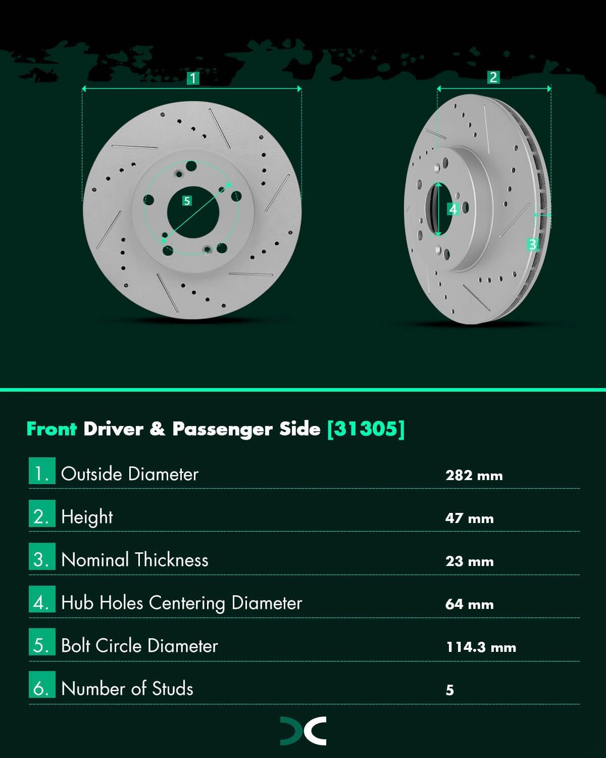 SCITOO Front 11.1' Rear 11.09' Brake Pads and Rotors Kits Fit For Honda For Accord 2008 2010 2011 2012 2014 2015 2016 2017