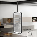 Ceiling Hanging Rod Mirror,Square Luminous Wall-Mounted Mirror,Wrought Iron Frame Decorative Mirror,for Hotel Bathroom Bedroom,Black-50x80cm,Black-50x80cm