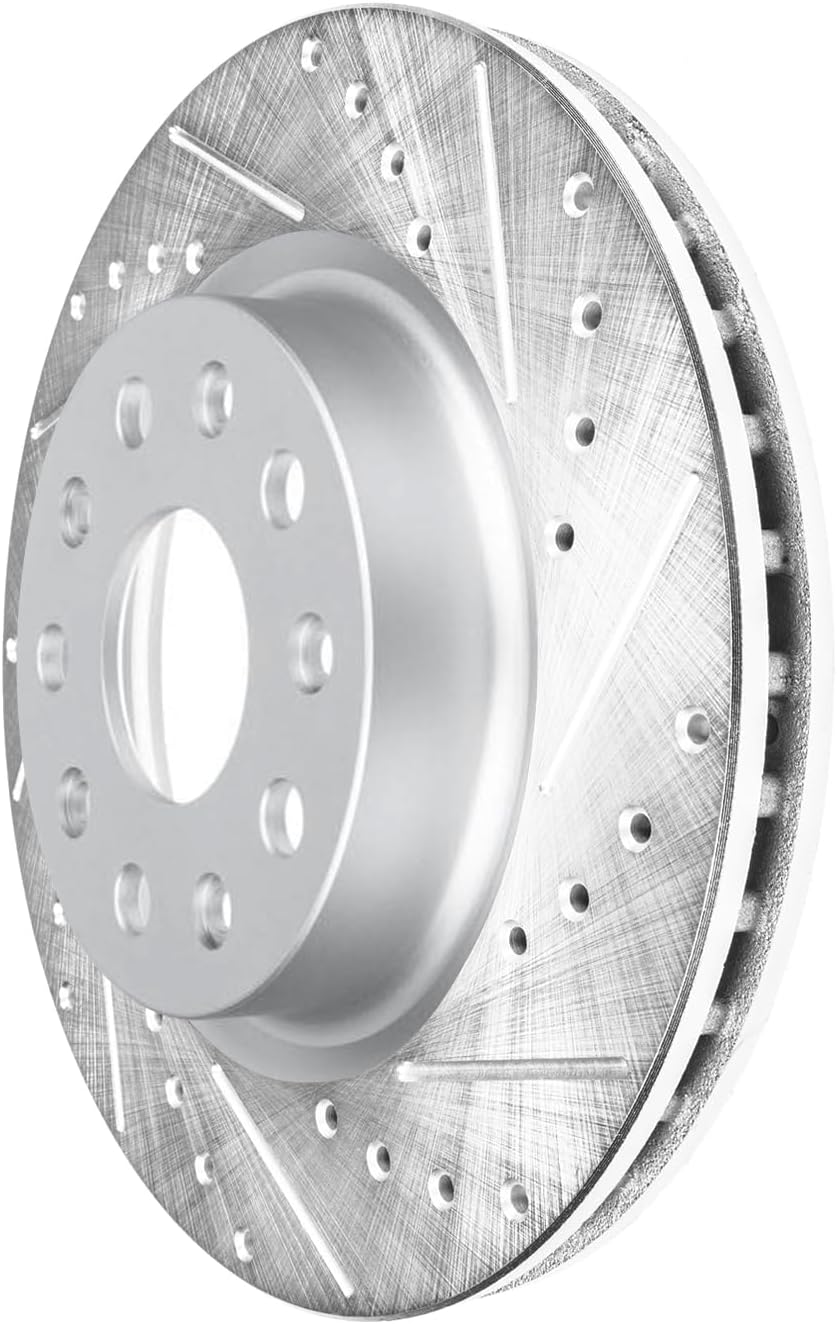 Detroit Axle - Front Brake Kit for Jeep 2018-2023 Wrangler, 12.99' inch Drilled and Slotted Disc Brakes Rotors Ceramic Brake Pads with Hardware 2019 2020 2021 2022 Replacement