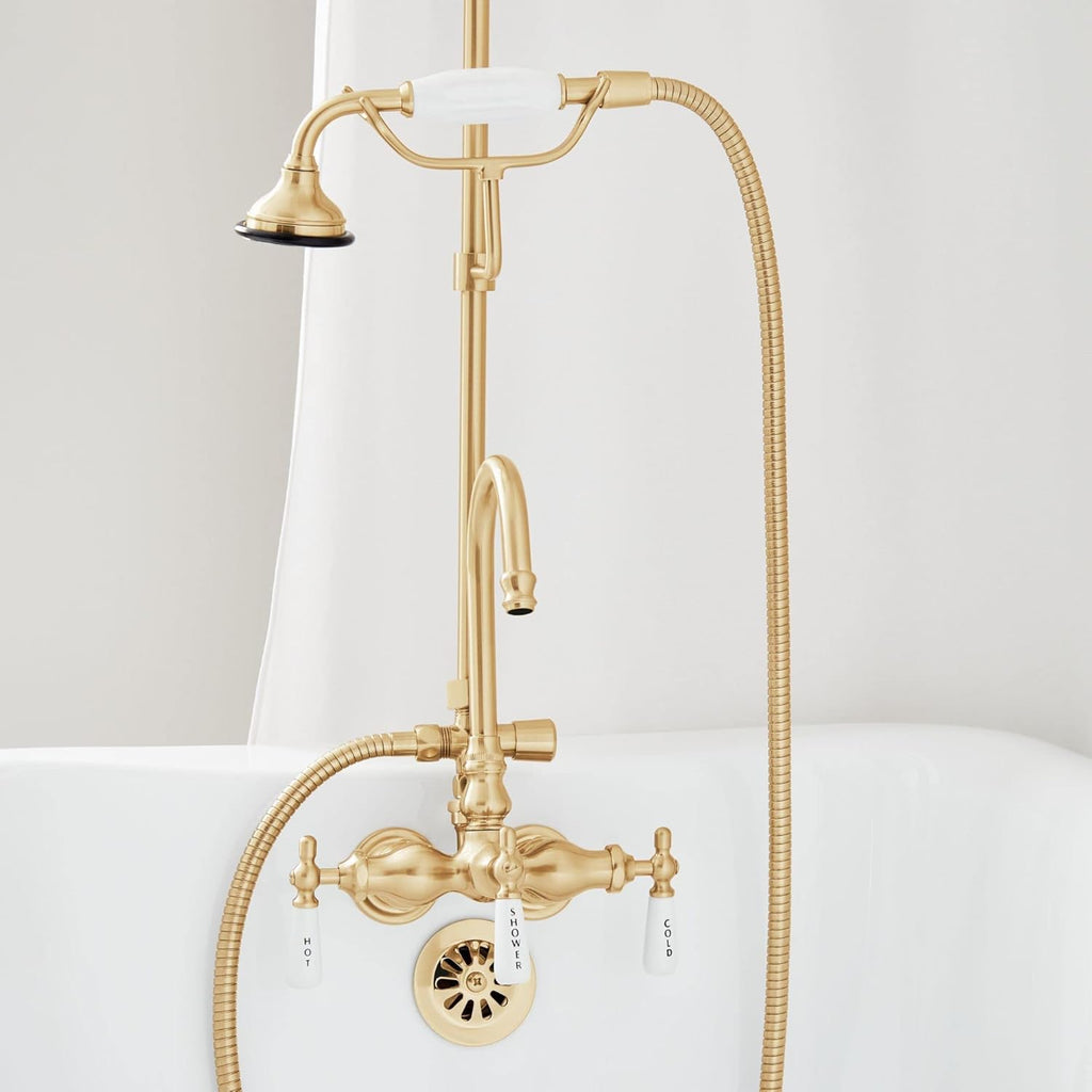 Signature Hardware 476400 Retrofit Showers Trim Package with 4-7/8' Shower Head and Hand Shower Conversion Kit - 60' x 27' Ring - Rough In Included