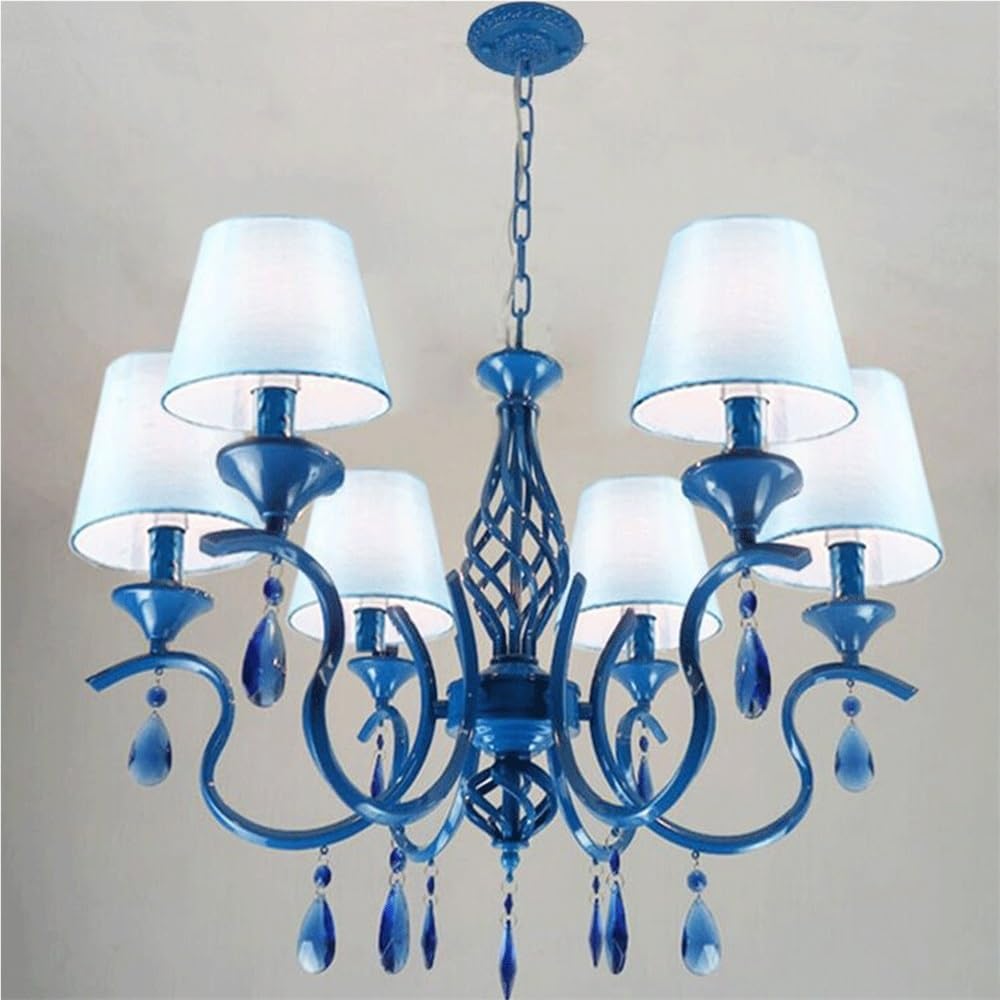 Wall Lighting Fixtures American Style Minimalist Candle Chandelier European Style Vintage Crystal Pendant Light Wrought Iron Ceiling Lighting Fixture Lamp for Dining Room Bathroom Foyer Living Room(Bl