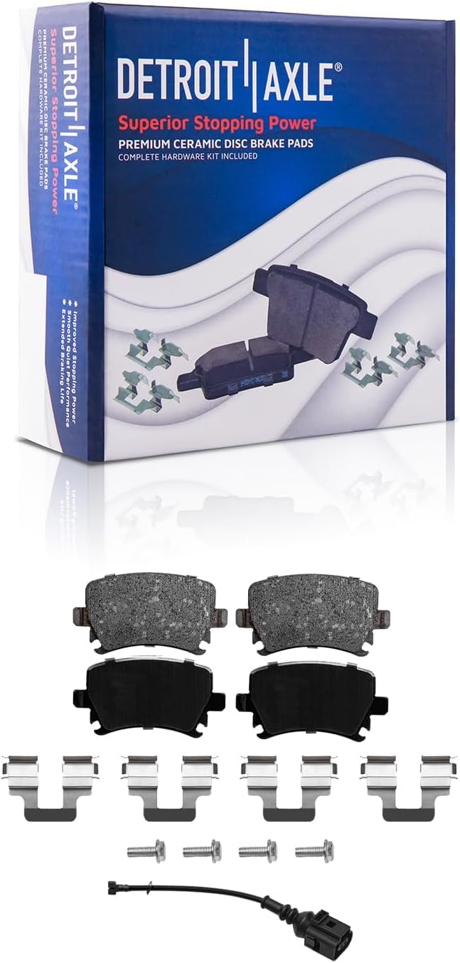 Detroit Axle - Brake Kit for Volkswagen 2010 Jetta 2009-2011 Eos 2009-2010 Audi A3 Quattro 11.34' inch Front and 11.10' inch Rear Drilled and Slotted Disc Brake Rotors Ceramic Brakes Pads Replacement