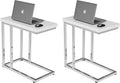 Lavish Home C-Shaped Side Tables Set of 2 – Modern Sofa End Tables or Bedside Nightstands – Space-Saving Laptop Tray Tables for Small Spaces (White)
