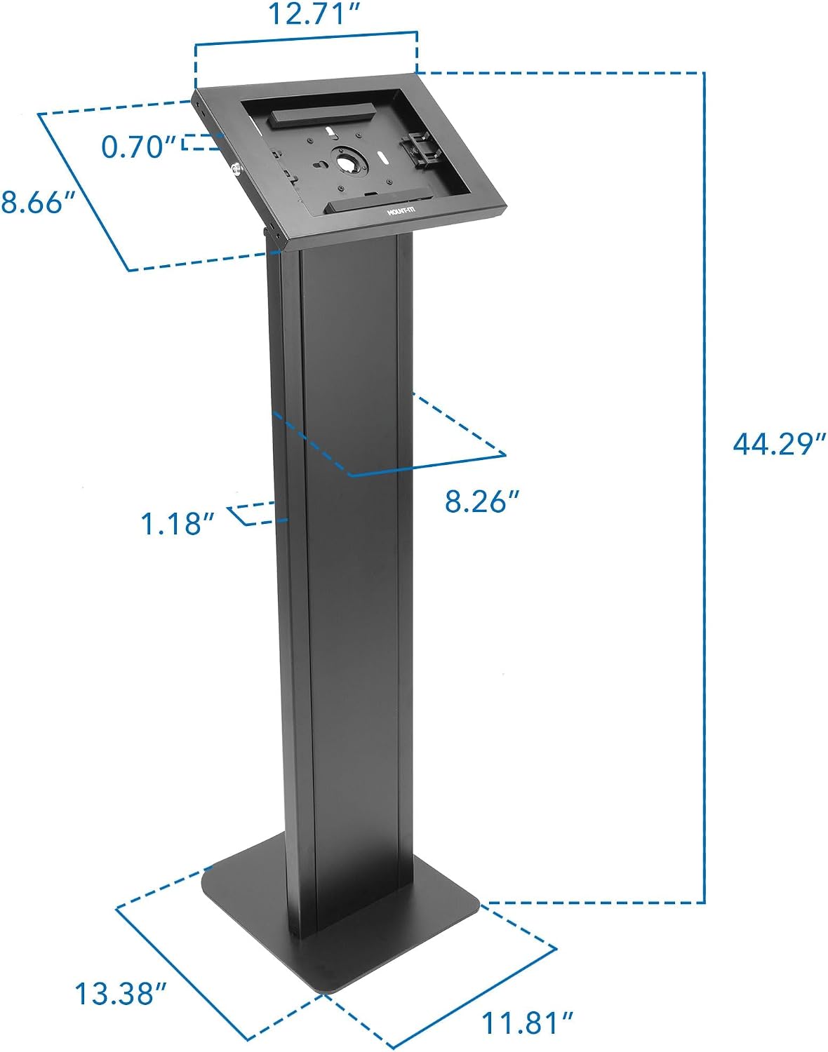 Mount-It! Anti-Theft iPad Floor Stand Kiosk, Locking Tablet Floor Stand for iPad Gen 7–11 & A16, Air & Pro (10.2'–11'), Commercial Kiosk for Retail, Lobby & Trade Show, Black