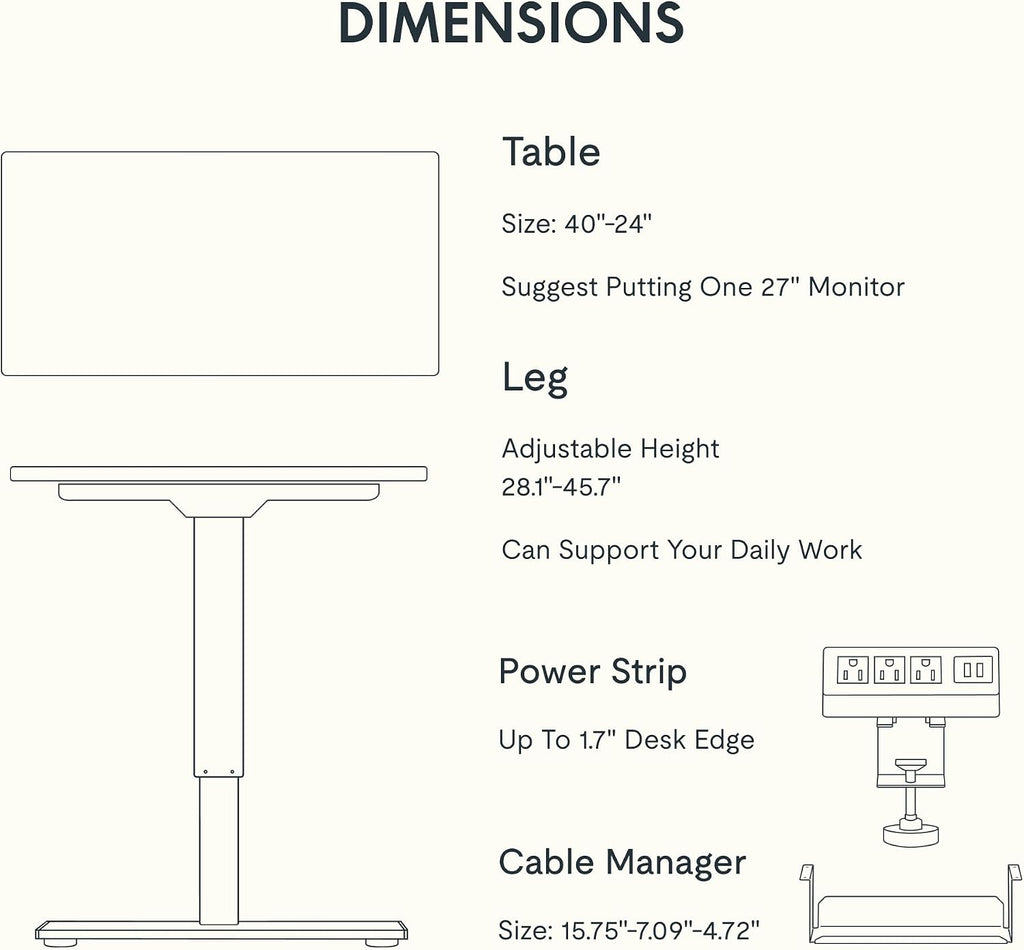 FLEXISPOT EN2 Whole-Piece Standing Desk with Clamp Power Strip, 40x24'' Electric Stand Up Height Adjustable Desk with Cable Management (Gray Frame + Black Top, 2 Packages)