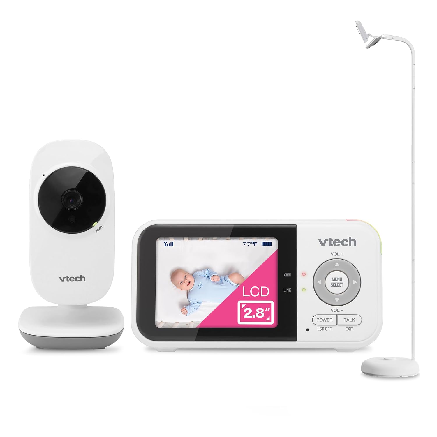 Bundle of VTech VM819 Baby Monitor, 2.8' Screen, Night Vision, 2-Way Audio, Temperature Sensor and Lullabies, Secure Transmission No WiFi + VTech Baby Monitor Floor Stand