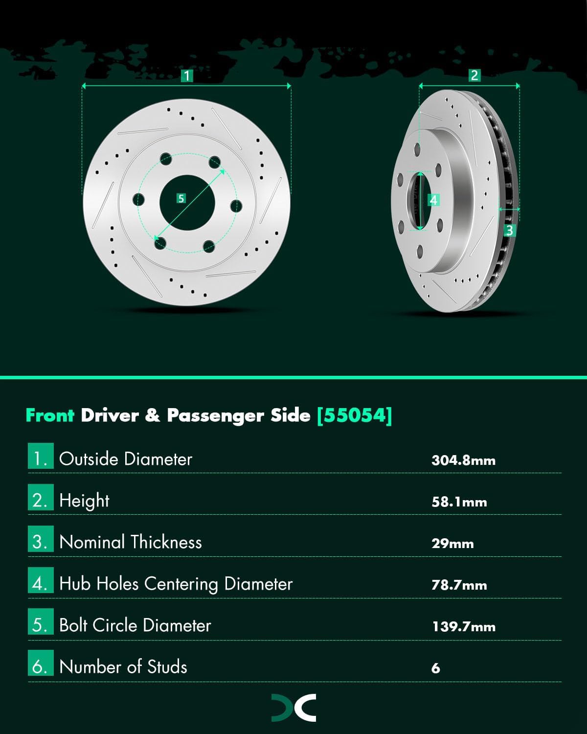 SCITOO Pads and Rotors Kit, Brake Rotors Ceramic Pads fit for Cadillac Escalade,for Chevy Avalanche,1500,Suburban,1500,Tahoe,02-06 for GMC Yukon,03-06 for GMC Yukon XL 1500 (4WD)