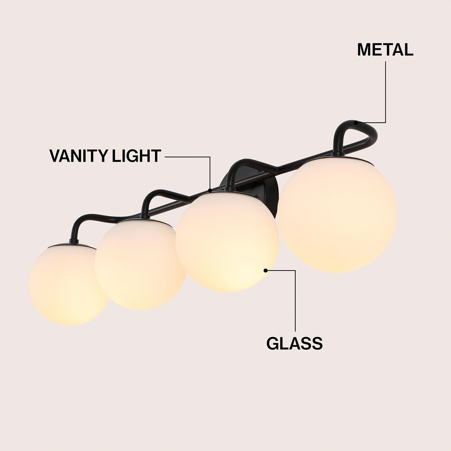 JONATHAN Y 31' Black Modern Globe Wall Sconce Vanity Light for Bathroom, White Frosted Glass Shade, Midcentury Parisian Bistro Wall Lamp, LED Bulb Included (JYL3558B)
