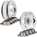 [SCITOO Brake Kits] - (4) Front and Rear Drilled and Slotted Brake Rotors (8) Ceramic Pads for 1999-2000 for Honda Civic