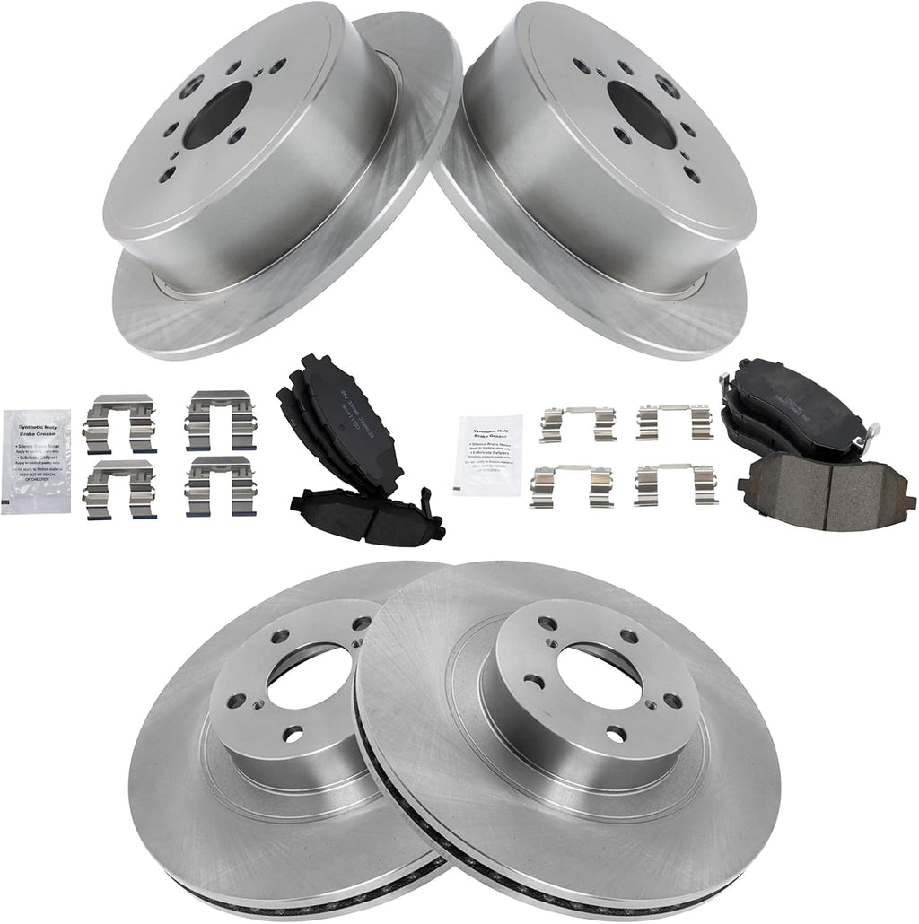 TRQ Front and Rear Brake Pad and Rotor Set Ceramic Vented Rotors Compatible with 2009-2010 Subaru Forester 2008-2010 Impreza 2010-2012 Legacy Outback