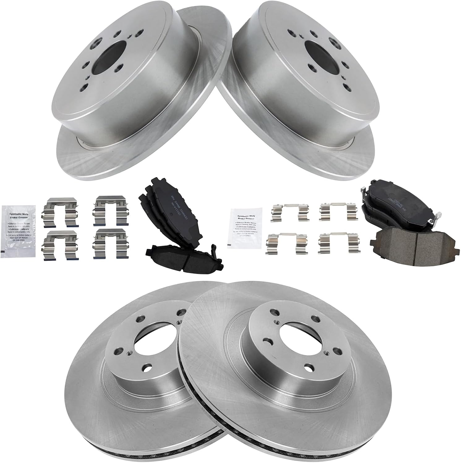 TRQ Front and Rear Brake Pad and Rotor Set Ceramic Vented Rotors Compatible with 2009-2010 Subaru Forester 2008-2010 Impreza 2010-2012 Legacy Outback