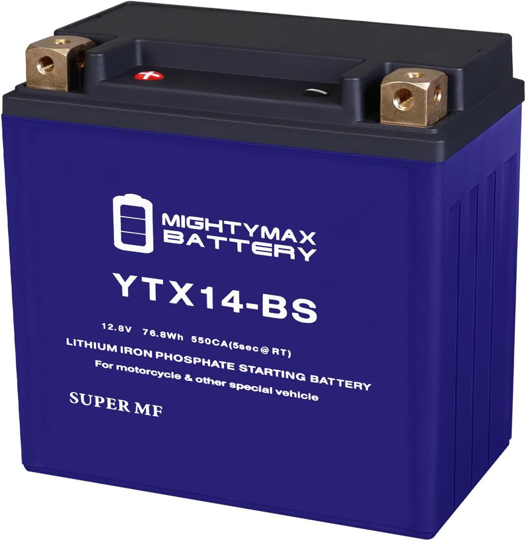 Mighty Max Battery Mighty Max Battery YTX14-BS LIFEPO4-12 Volt 12 AH, 400 CCA, Lithium Iron Phosphate (LiFePO4) Battery