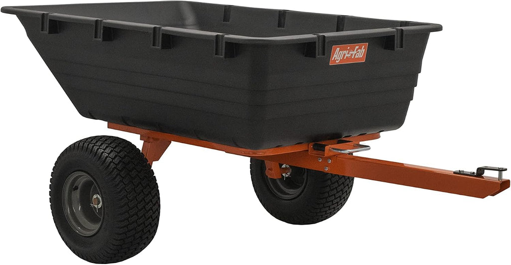 Agri-Fab 45-0579 1,000 lb Tow Behind Poly Dump Cart, 17 CU. FT.; Lawn & Garden Cart/Trailer for Riding Lawn Mowers, 18' x 8.5' All-Terrain Pneumatics Tires, Easy to Use Dumping Mechanism