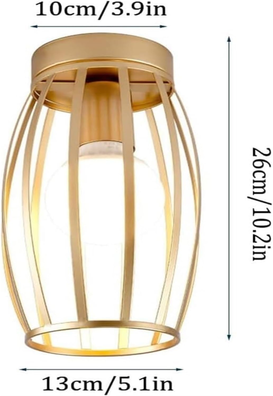 Wall Light Wall Lamp Wrought Iron Frame Cage Ceiling Lamp Gold/Black Finish Ceiling Light Fixture Semi Recessed Ceiling Lighting Compatible with Cloakroom Entrance Lighting Fixtures (Color : Dark) ,Ch