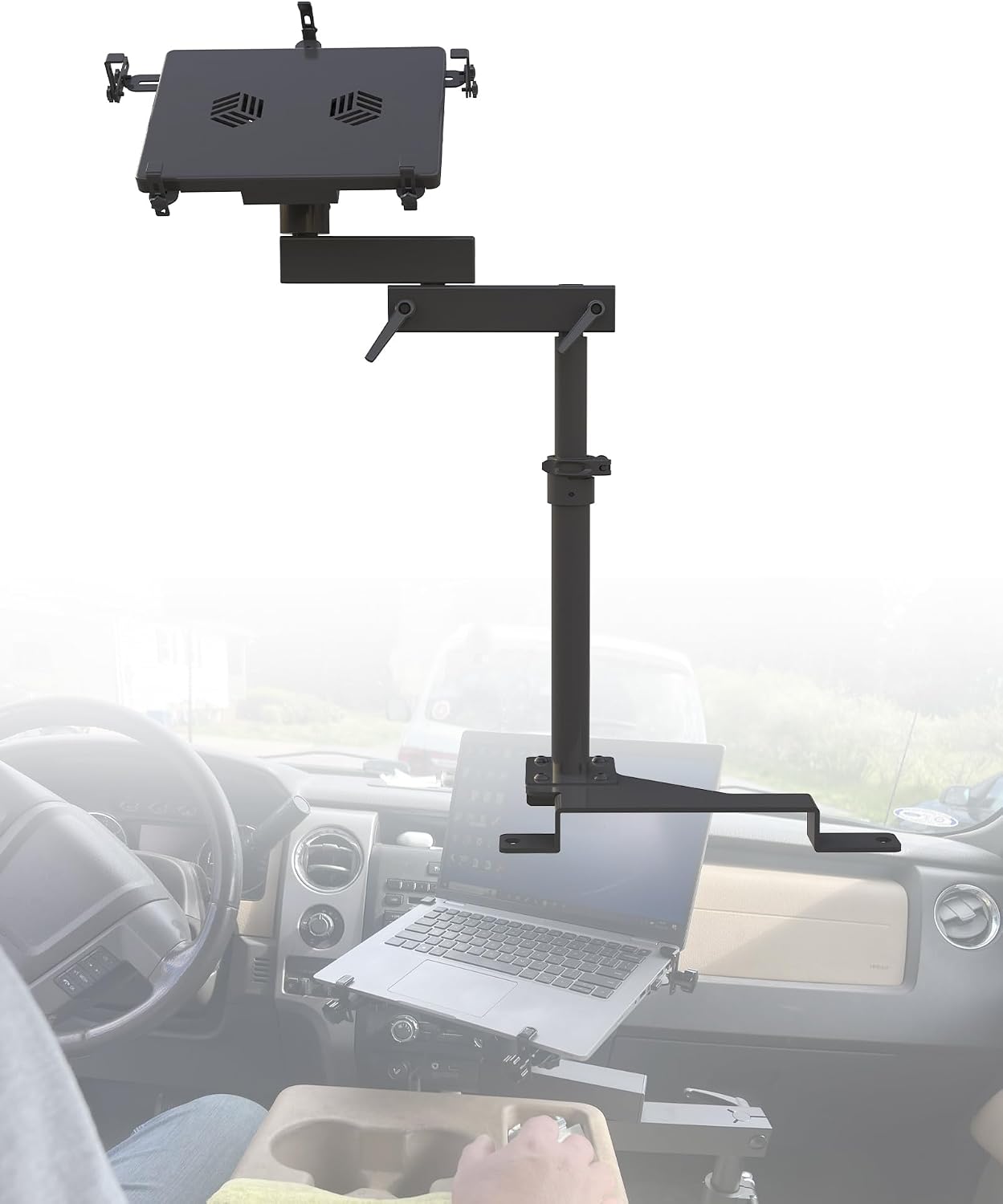 Truck Laptop Mount Fit for Ford F150, F350, F250, F550, No-Drilling Truck Computer Mount Holder for Laptop up to 17'