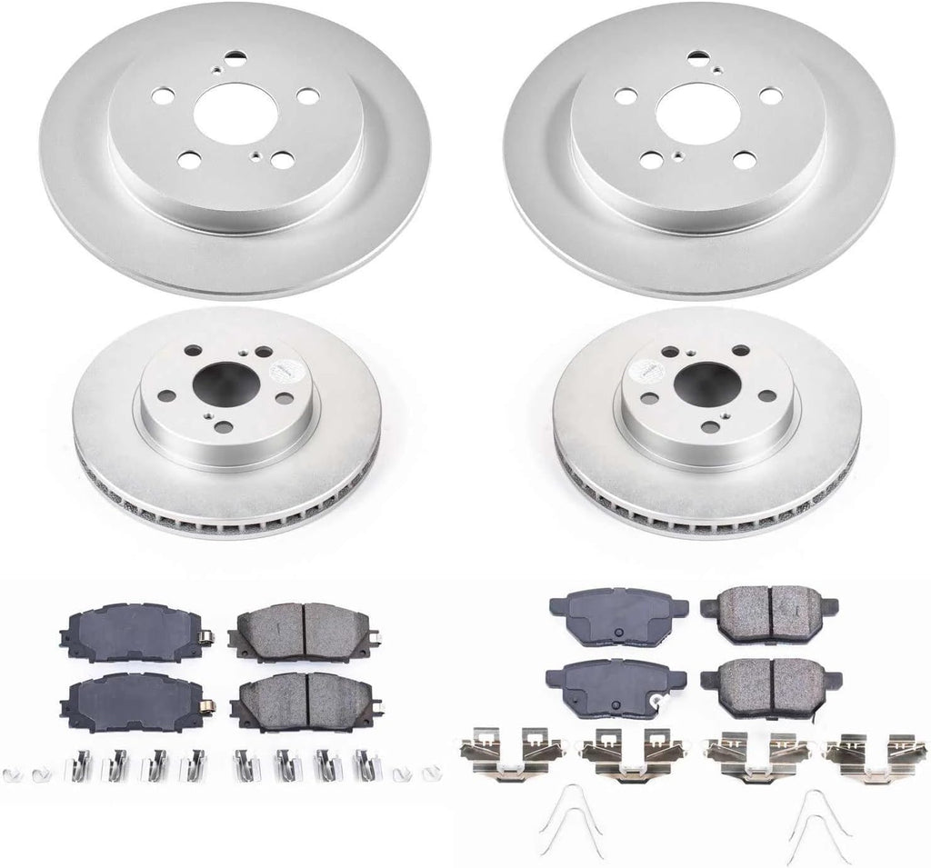 PowerStop Front and Rear Brake Kit for Lexus CT200h 2011-13 |Toyota Prius 2010-15 |Prius Plug-In 2012-15 - Fully-Coated Disc Rotors with Z17 Ceramic Brake Pads Replacement, CRK5871