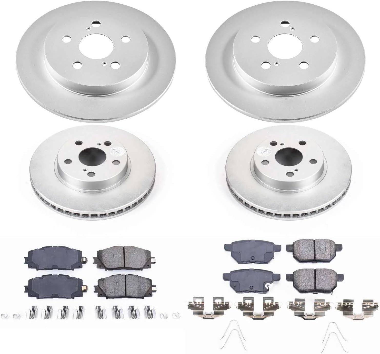 PowerStop Front and Rear Brake Kit for Lexus CT200h 2011-13 |Toyota Prius 2010-15 |Prius Plug-In 2012-15 - Fully-Coated Disc Rotors with Z17 Ceramic Brake Pads Replacement, CRK5871