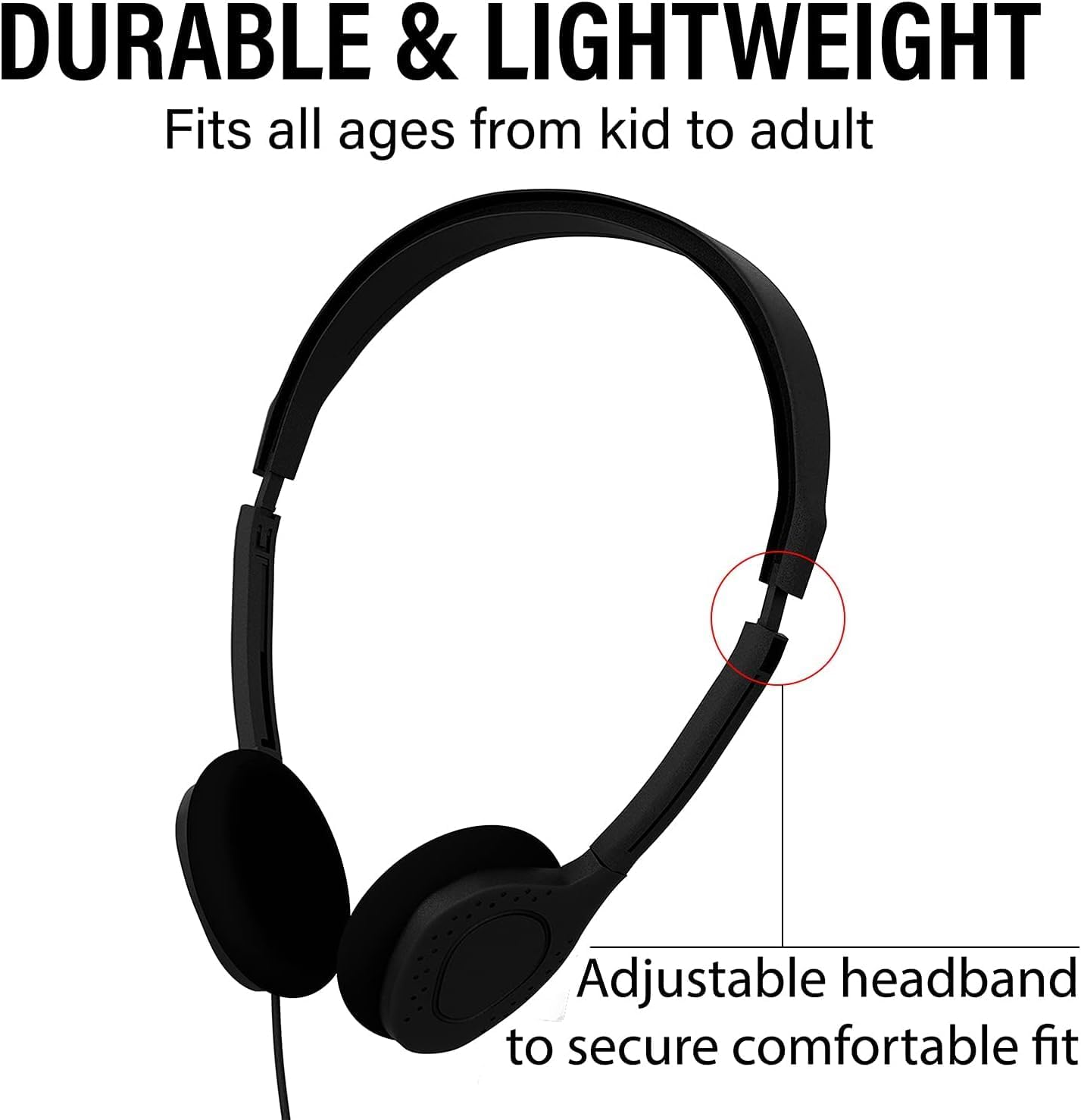 Maeline Classroom Headphones Bulk 50 Pack – 3.5mm Wired School & Office Headphones No Microphone, Student Headphones for Testing, Training, Library, Hotel, Healthcare Use – Black