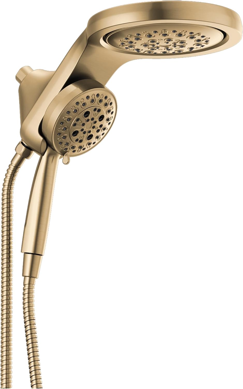 Delta Faucet HydroRain 5-Spray H2Okinetic Dual Shower Head with Handheld Spray, Gold Shower Head with Hose, Handheld Shower Heads, 1.75 GPM Flow Rate, Lumicoat Champagne Bronze 58680-CZ-PR