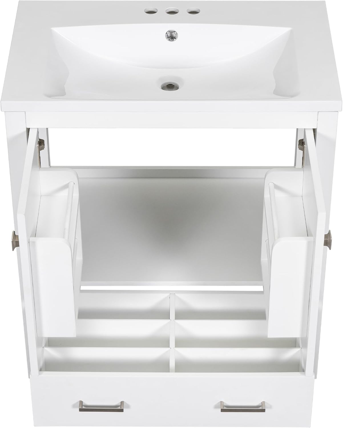 LUMISOL 30' Bathroom Vanity Set with Sink, Solid Wood Bathroom Cabinet with One Drawer and Two Doors, Multi-Function Storage Organizers, Undermount Sink Basin, White
