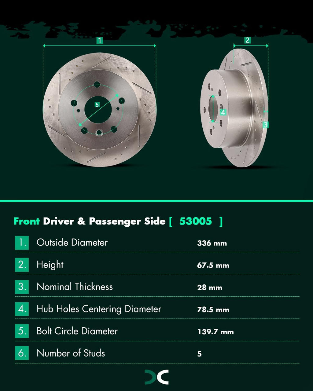 SCITOO Brake Kits For Lexus For ES300h/For ES350 2013-2018,For Avalon 2013-2018,For Camry 2012-2017 Front Rear Drilled & Slotted Disc Brakes Rotors and Ceramic Brakes Pads 31434;31608;D1293;D1212