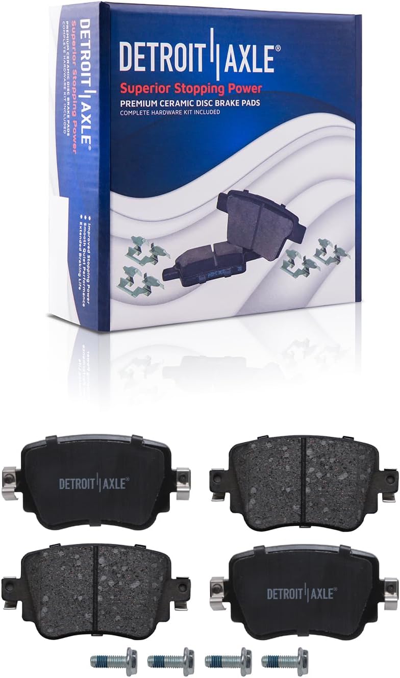 Detroit Axle - Brake Kit for 15-20 VW Passat, 12.28 inch Front and 10.70 inch Rear Drilled & Slotted Disc Brake Rotors Ceramic Brake Pads 2015 2016 2017 2018 2019 2020 Replacement