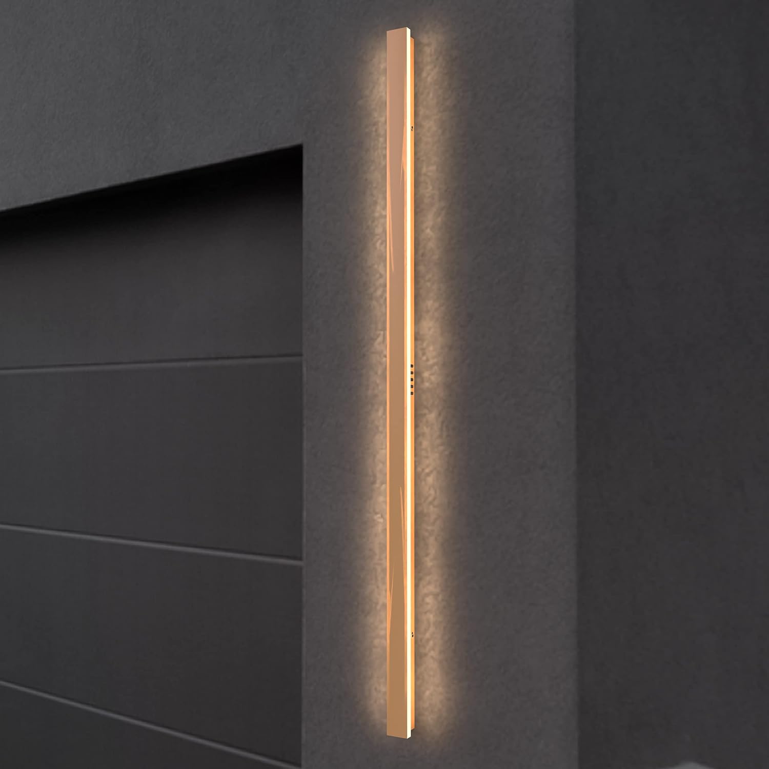 LEEKI - 60 Inches Modern Outdoor Light Fixture - Rectangular Exterior Light Fixture - 45W 3000K - IP65 Anti Rust - Gold - Sconces Wall Lighting