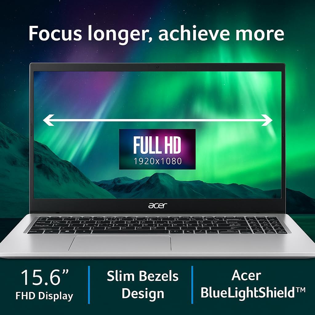 Acer New AI-Powered Business 15.6 inch FHD Laptop 2025/2026 Edition with Microsoft Office 365, Intel 8-Core Powerful Processor(Beats Intel Core i5-1335U), 16GB DDR5, 256GB SSD, Windows 11, WOWPC USB