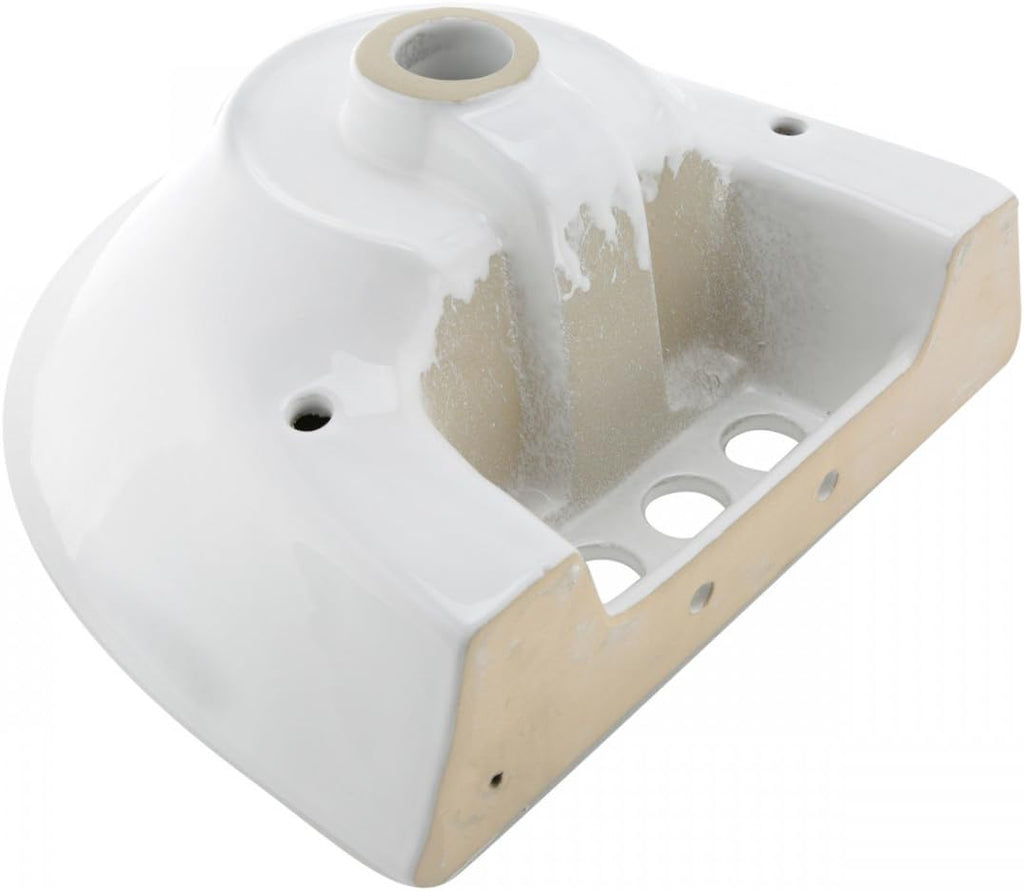 Renovators Supply Manufacturing Ondine Space Saving 16' W x 33' H x 14.5' Proj. Small Bathroom Pedestal Sink, Vitreous China, with Overflow, Compatible with 4 in. Centerset Faucets