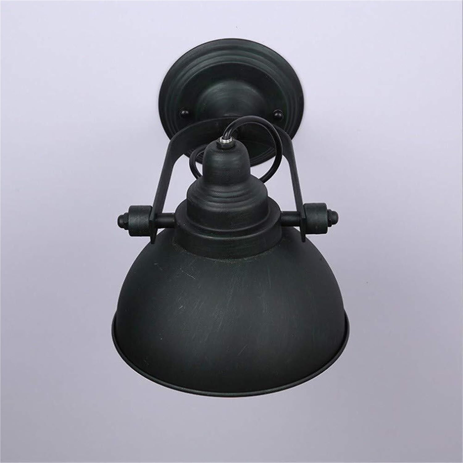Fashion American Retro Industrial Wall Sconce, Single Head Adjustable Black Baking Paint Wrought Iron Wall Light, Hollow Lampshade Brushed Nickel Bathroom Wall Lantern for Bedroom, Hallway, Corridor
