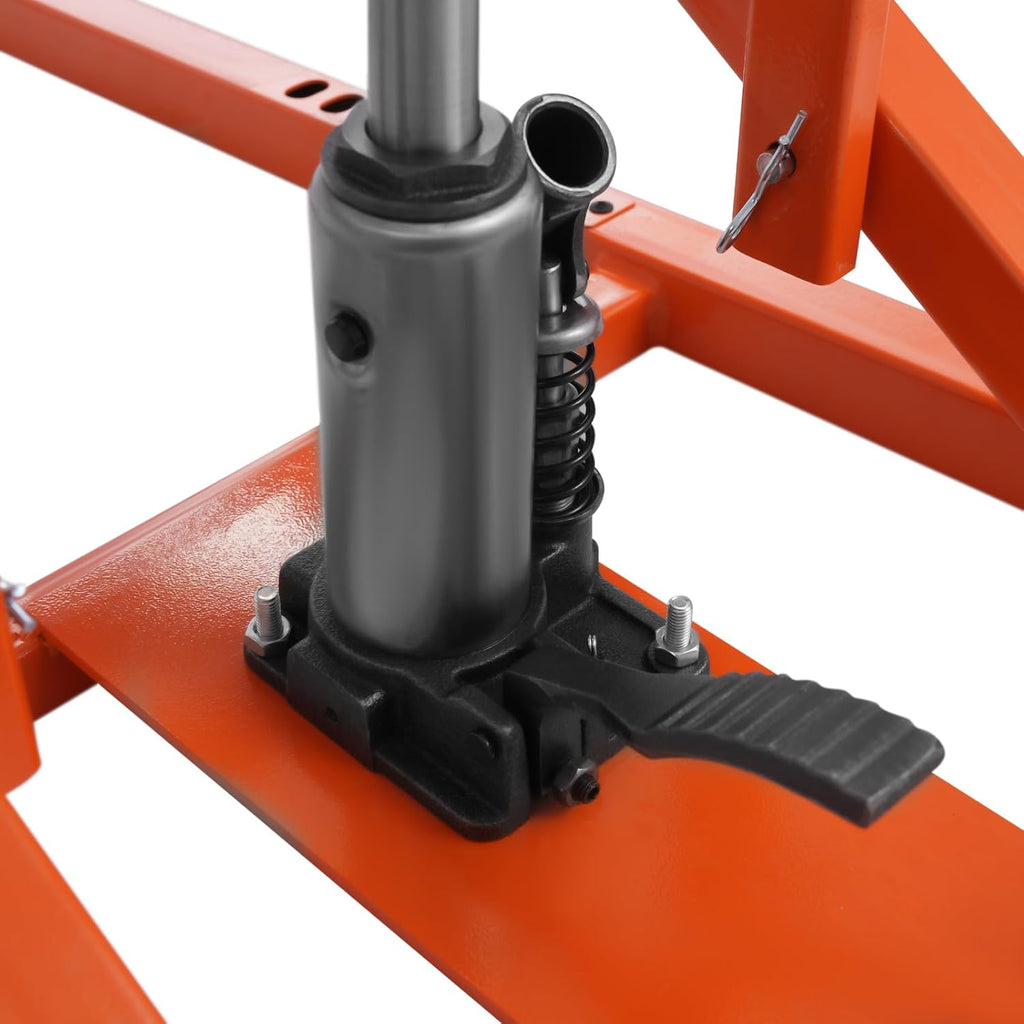 Lawn Mower Lift, 29 Inch Lawn Mower Lift Tool Adjustable Movable Lawn Mower Lift Solid Carbon Steel Lawnmower Lifting Machine for Riding Lawn Mower, Zero Turn Lawn Mowers (500lbs Hydraulic Orange)