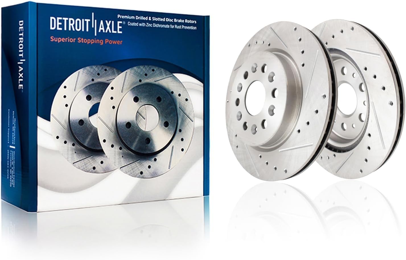 Detroit Axle - Brake Kit for 17-20 GMC Acadia 18-20 Buick Enclave Chevrolet Traverse, 19-20 Blazer, Drilled Slotted Brakes Rotors Brake Pads Replacement : 12.64' inch Front & 12.40' inch Rear Rotor