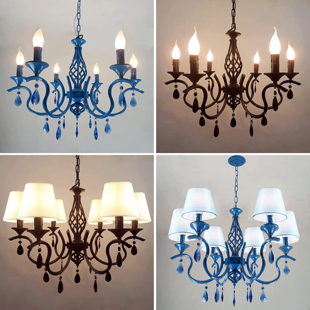 Industrial Pendant Light American Style Minimalist Candle Chandelier European Style Vintage Crystal Pendant Light Wrought Iron Ceiling Lighting Fixture Lamp for Dining Room Bathroom Foyer Living Room