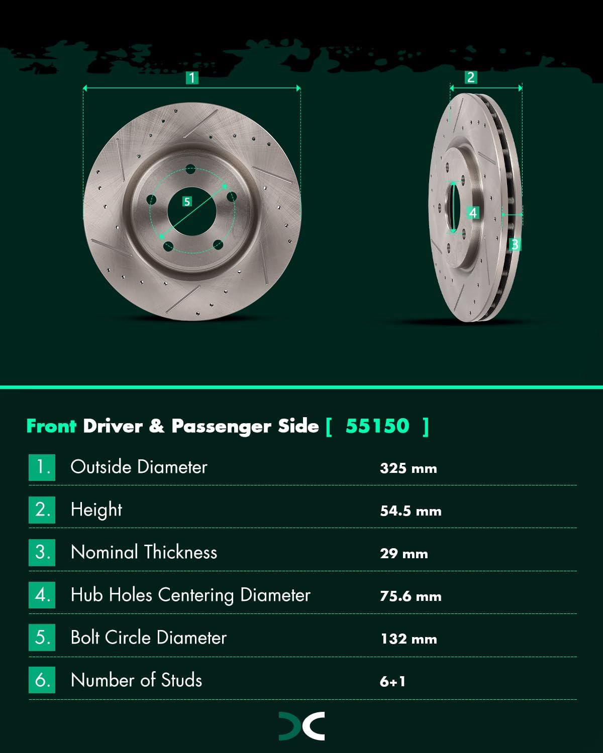 SCITOO Brake Kit For Chrysler For Town & Country 2012-2016,For Dodge Grand Caravan/For Journey 2012-2020 Front Rear Drilled & Slotted Disc Brake Rotor Semi Metallic Brake Pad 53068;53069;D1589;D1596