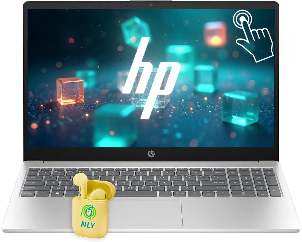 HP Touchscreen 15.6' Business Laptop Computer, 64GB RAM 2TB SSD, Windows 11 Laptop, Intel 6-core i3-1315U Processor, AI Copilot, NLY Earphones, Natural Silver