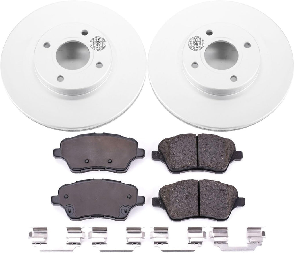 PowerStop Front Brake Kit for Ford Fiesta 2014-19 - Fully-Coated Disc Rotors with Z17 Ceramic Brake Pads Replacement, CRK6818