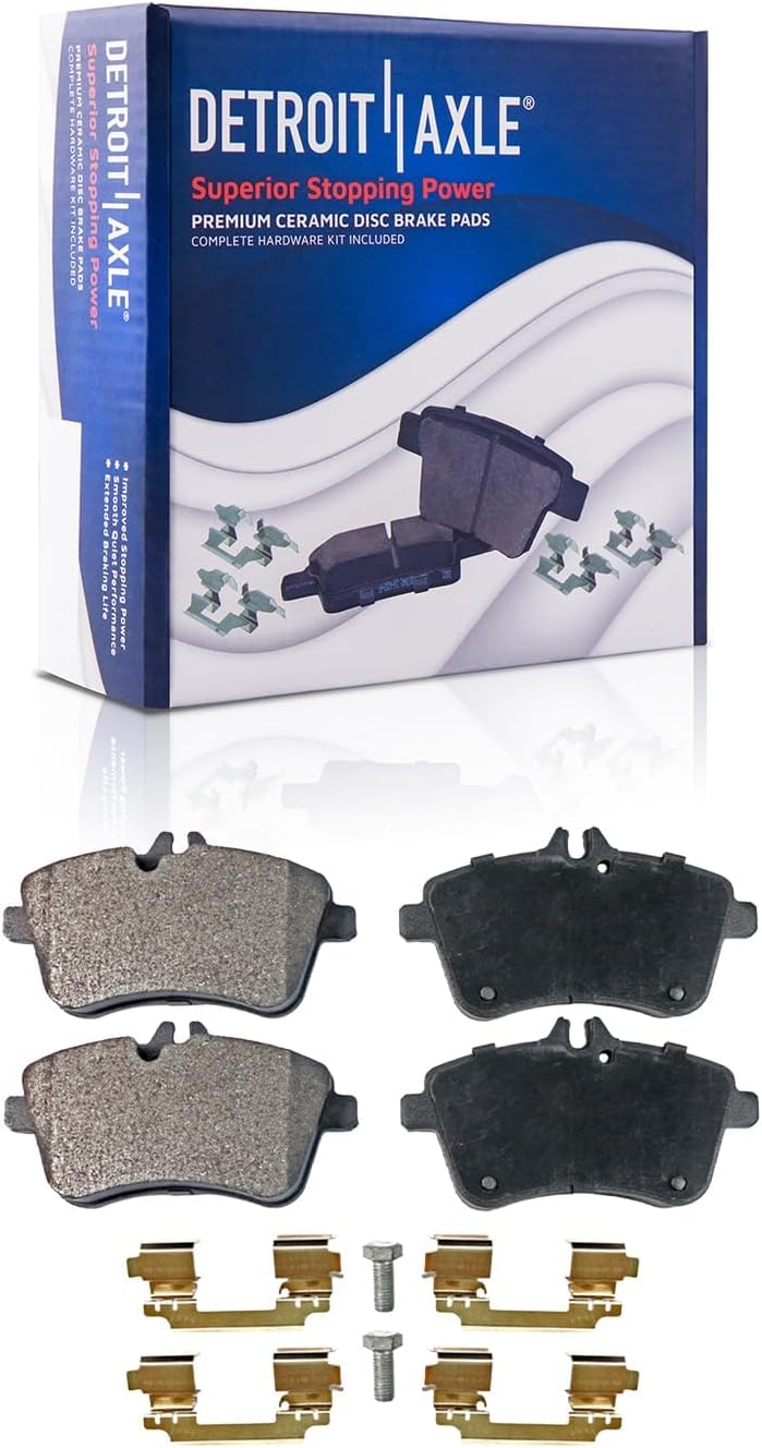 Detroit Axle - Brake Kit for 2006-2009 Mercedes-Benz B200, Disc Brake Rotors Ceramic Brakes Pads with Hardware 2007 2008 Replacement : 11.34' inch Front and 10.16' inch Rear Rotor