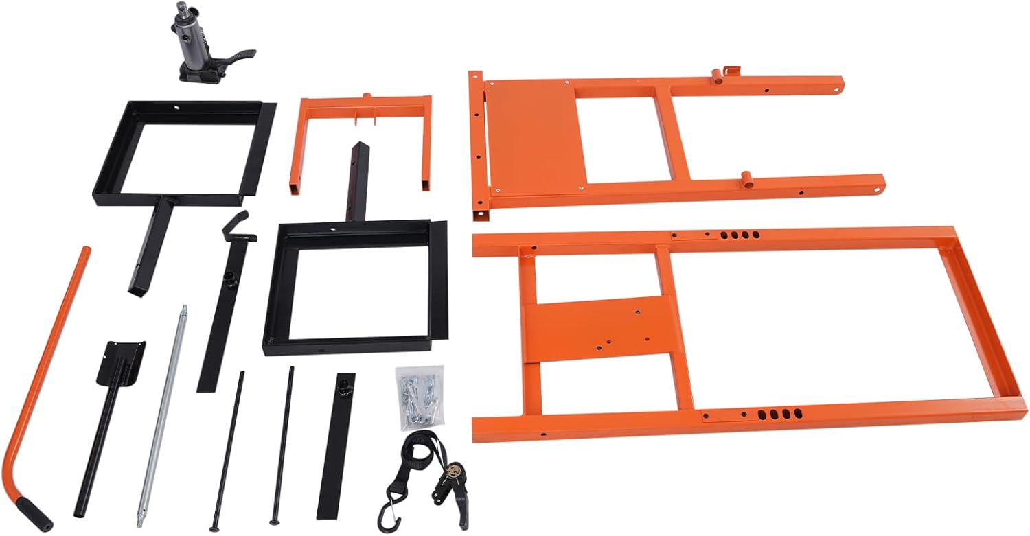 Lawn Mower Lift, 29 Inch Lawn Mower Lift Tool Adjustable Movable Lawn Mower Lift Solid Carbon Steel Lawnmower Lifting Machine for Riding Lawn Mower, Zero Turn Lawn Mowers (500lbs Hydraulic Orange)