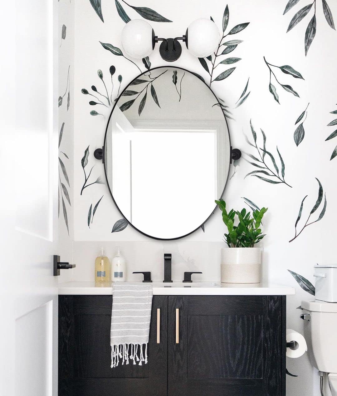 MOON MIRROR Black Pivot Mirror, Wall Mirror for Bathroom 24x36'', Oval Black Vanity Mirror, Oval Pivot Bathroom Mirror, Tilting Bathroom Pivoting Mirror for Wall Mounted (Overall 27.75' x 36')