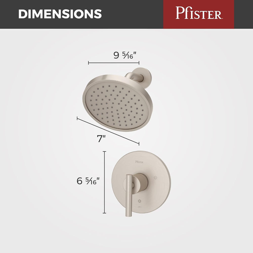 Pfister LG897NCK Contempra-Bath 1-Handle Shower Only Trim, Brushed Nickel, 1.8 gpm