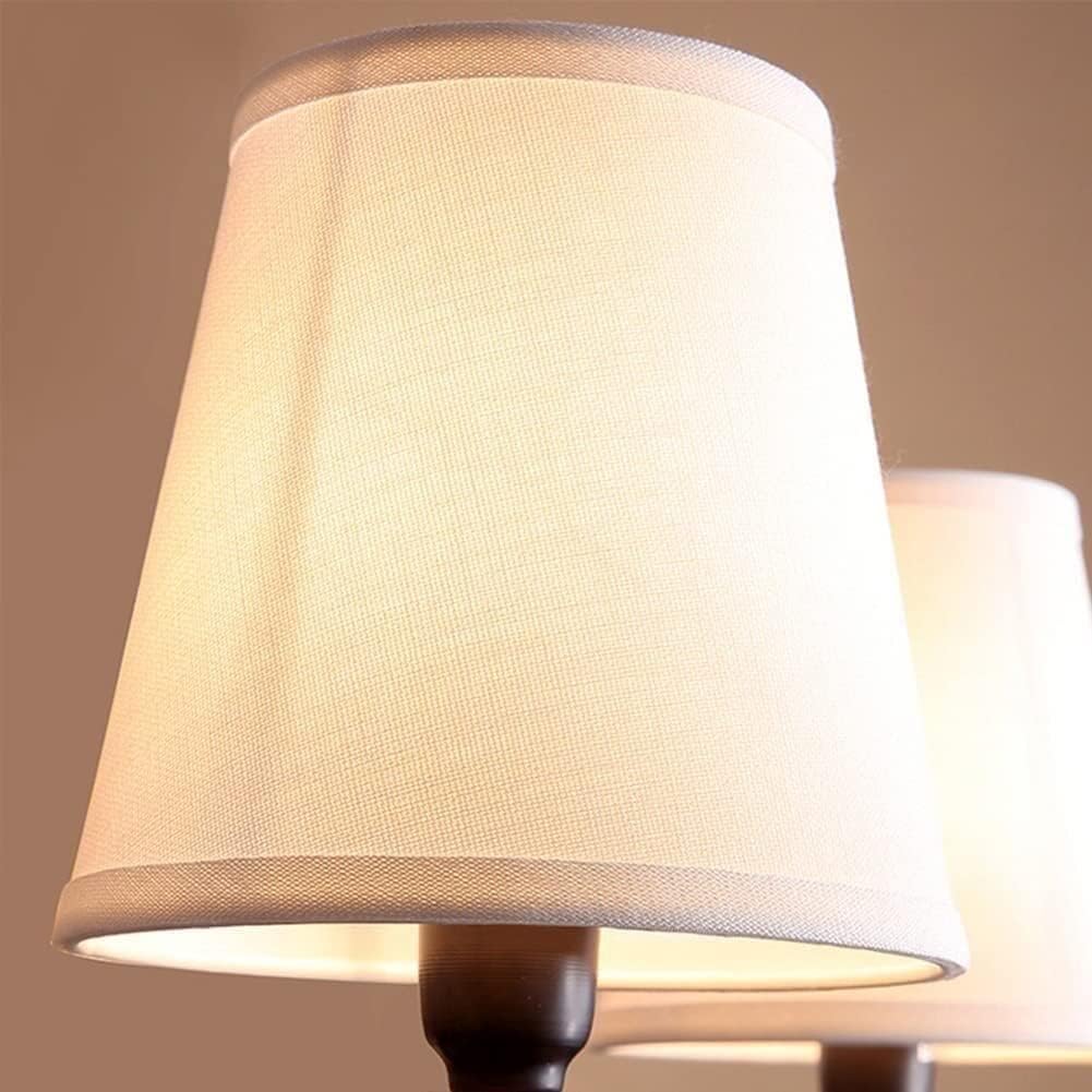 Modern Black Antique Wrought Iron Chandelier White Linen Shades Chain Hanging Lamp,Chandelier LED Ceiling Light