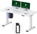 FLEXISPOT EN2 55''x28'' Electric Standing Desk with PC Stand Bundle, 1' Whole-Piece Desktop, Easy-to-Install Hanging Design PC Mount, Bundle for Home Office, Game & Small Spaces, White