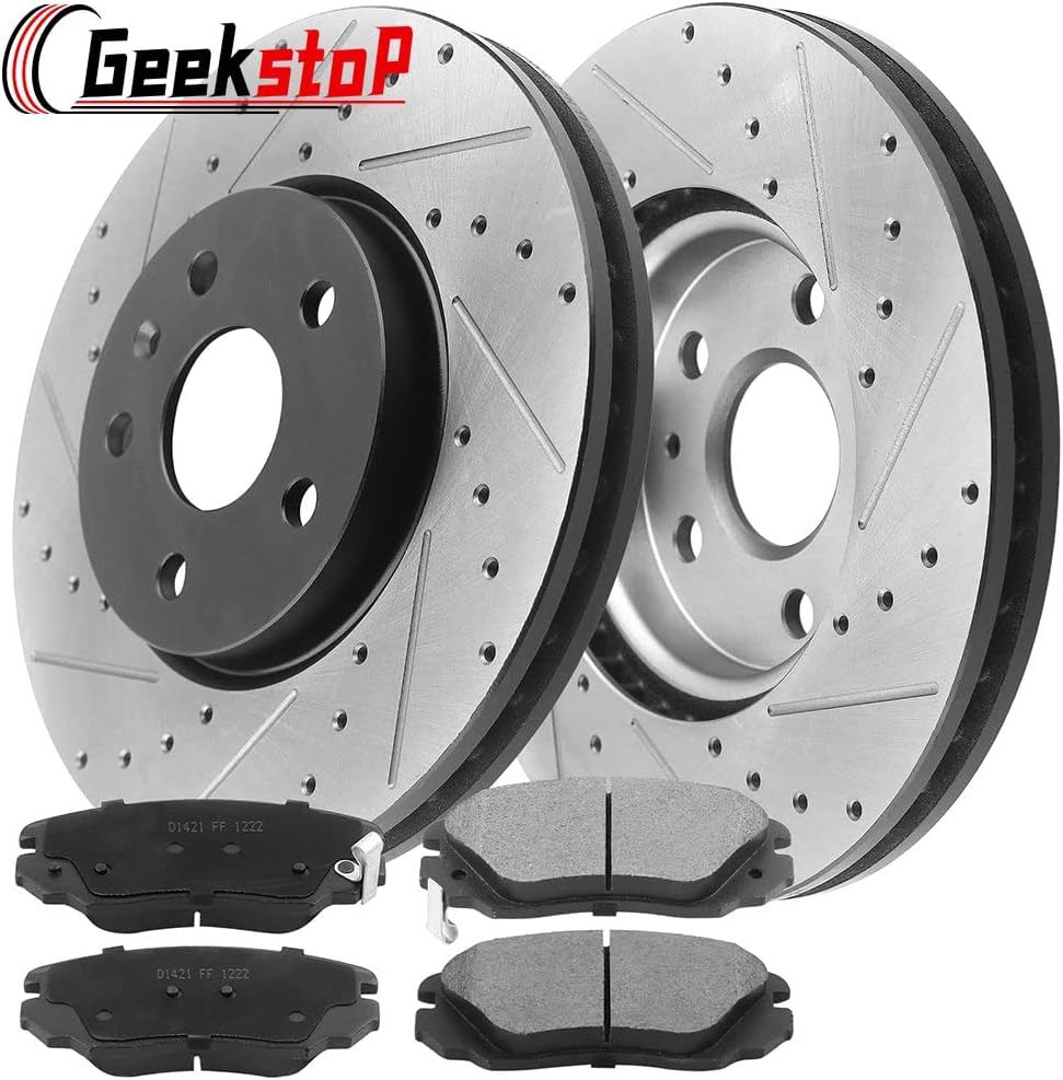 Front Disc Brake Rotors and Ceramic Brake Pads Kit for 2010-2017 Chevy Equinox/GMC Terrain, 2014-2020 Chevy Impala, 2013-2015 Chevy Malibu, 2010-2016 Buick Lacrosse, 2011-2017 Buick Regal