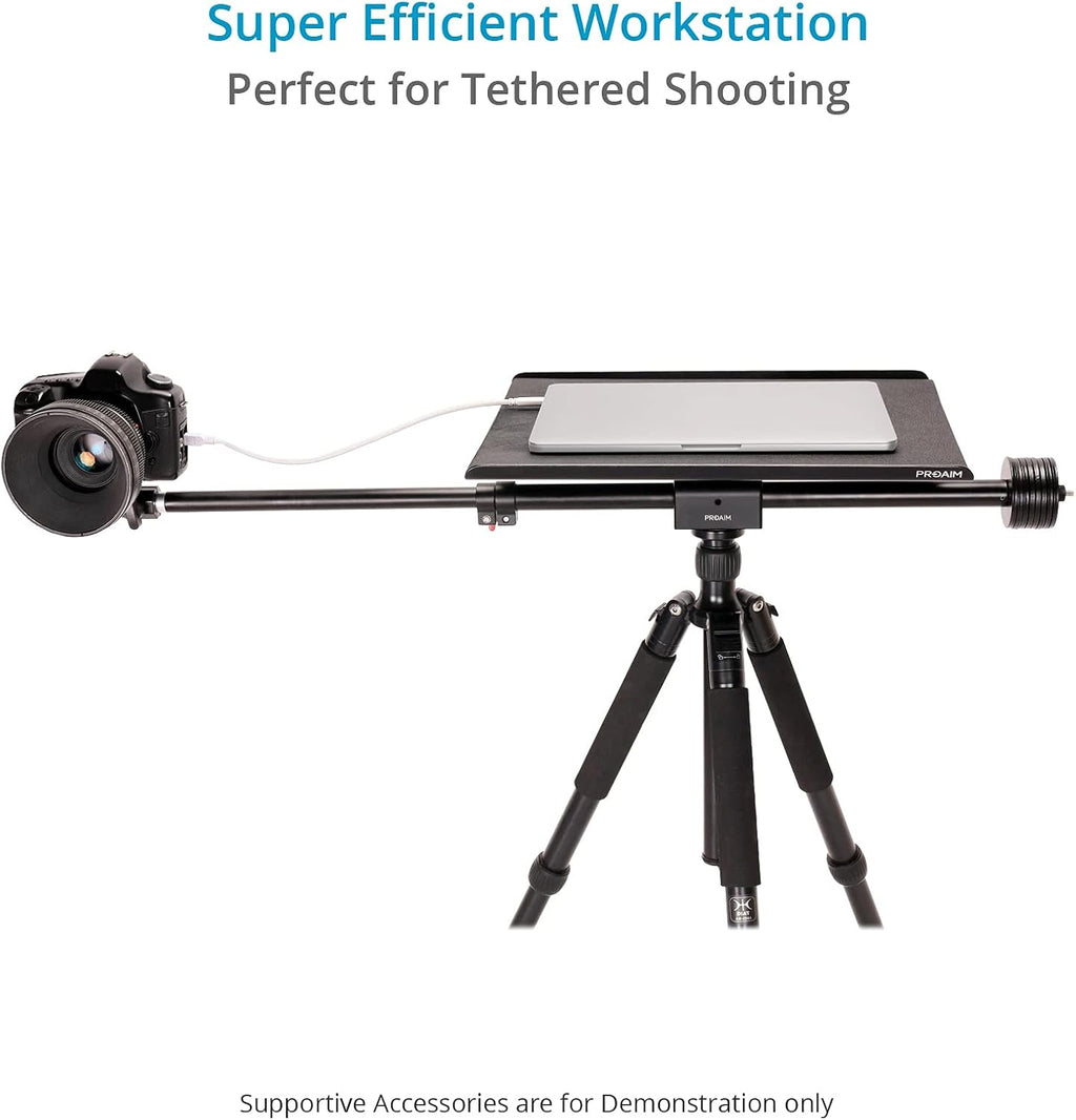 PROAIM Universal Laptop Workstation for Tethered Shooting – Size 16x13' Fits All Laptops | Most Affordable Workstation for Photographers, Videomakers & Filmmakers | Aluminum Desk mounts to C-Stand