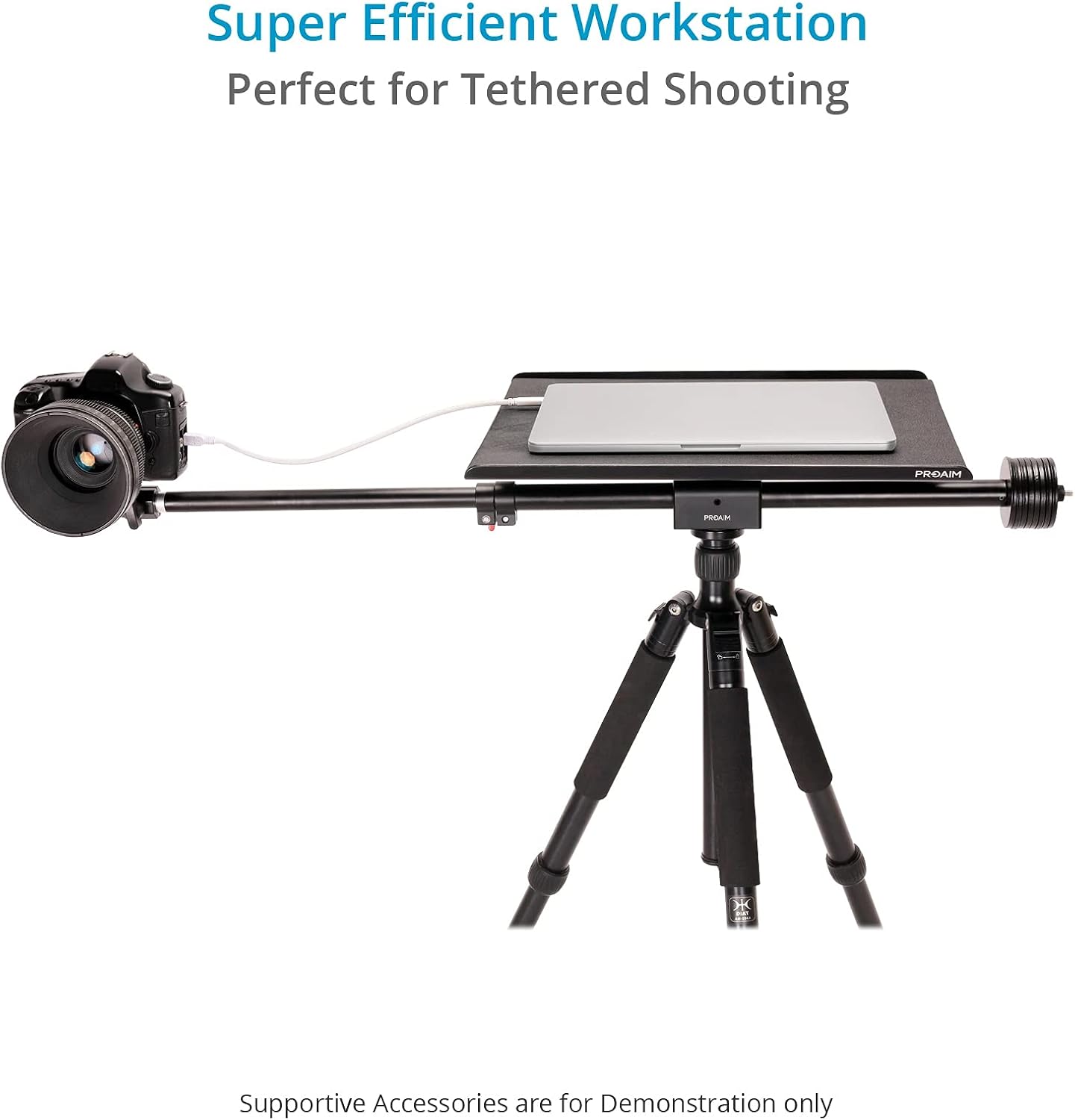 PROAIM Universal Laptop Workstation for Tethered Shooting – Size 16x13' Fits All Laptops | Most Affordable Workstation for Photographers, Videomakers & Filmmakers | Aluminum Desk mounts to C-Stand
