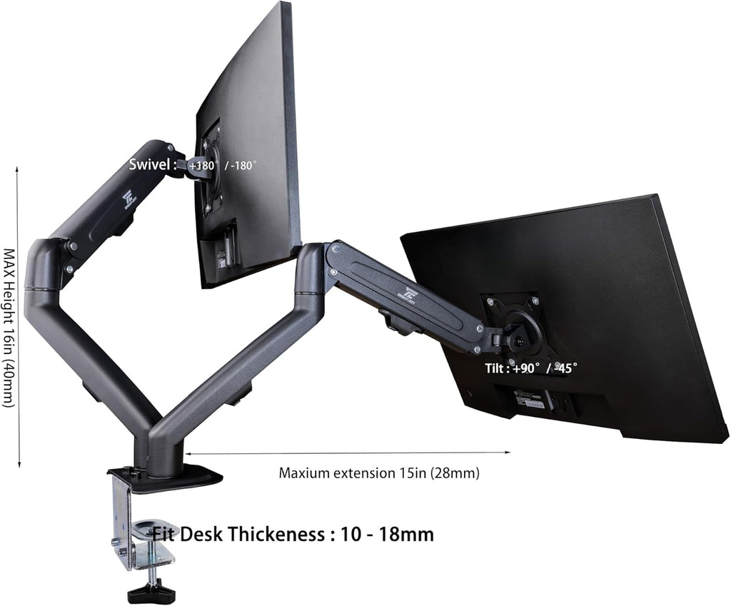 acer 24' Vero FHD IPS Monitor with 4 ms Response Time, Anti-Glare, Adaptive Sync, Integrated Speakers, VESA Mount (100mm) & DKZ Hub, Black Color 2 Pack & ErgoFlexy Dual Monitor Mount