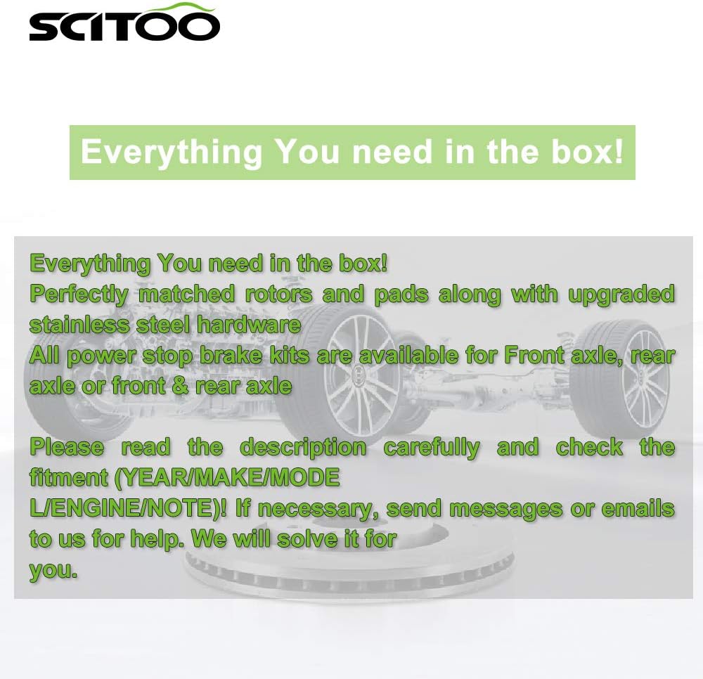 [SCITOO Brake Kits] - (4) Front and Rear Drilled and Slotted Brake Rotors (8) Ceramic Pads for 1999-2000 for Honda Civic